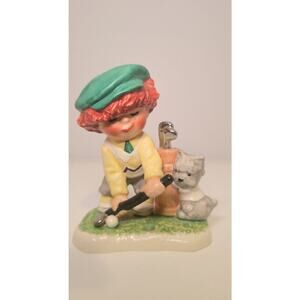 Goebel W. German Figurine #1271 Boy Golfer with Dog 1970s Vintage